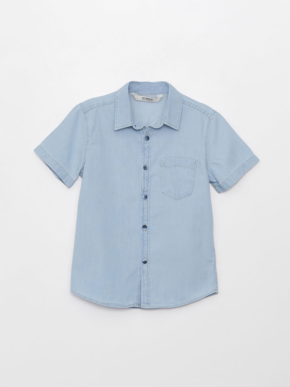 LCW Kids Indigo Basic Kısa Kollu Erkek Çocuk Jean Gömlek - 3
