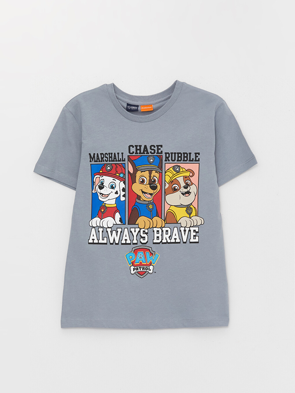 Mavi Bisiklet Yaka Paw Patrol Baskılı Kısa Kollu Erkek Çocuk Tişört