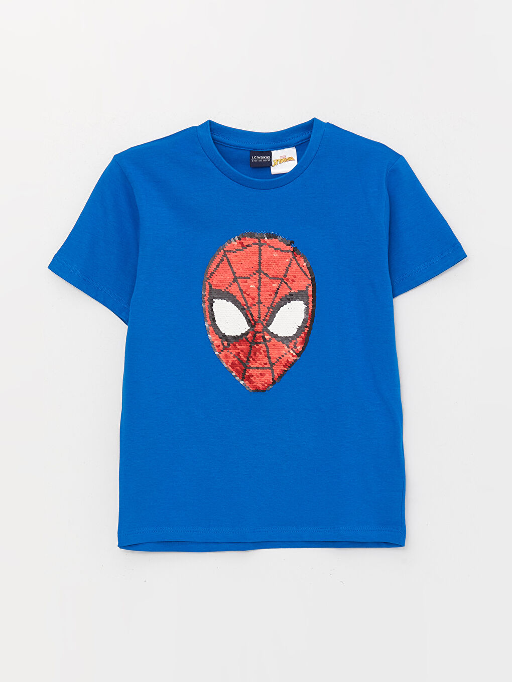 LCW Kids Crew Neck Spider-Man Printed Reversible Sequined Short Sleeve Boys' T-Shirt -S3FO74Z4-HFU
