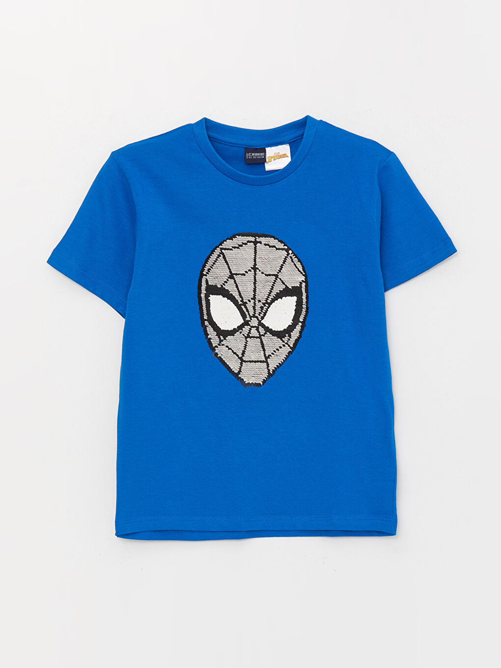 LCW Kids Crew Neck Spider-Man Printed Reversible Sequined Short Sleeve Boys' T-Shirt -S3FO74Z4-HFU