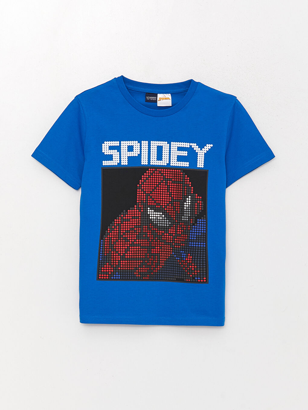 تيشيرت كم قصير مطبوع سبايدرمان بياقة دائرية للأولاد