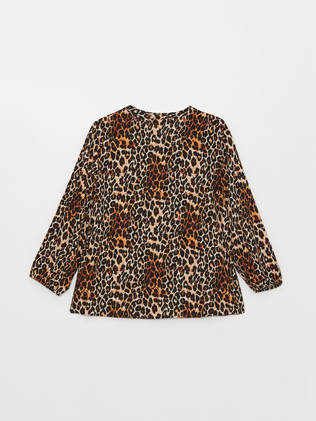 Ekru Bağlamalı Yaka Desenli Uzun Kollu Kadın Bluz-6