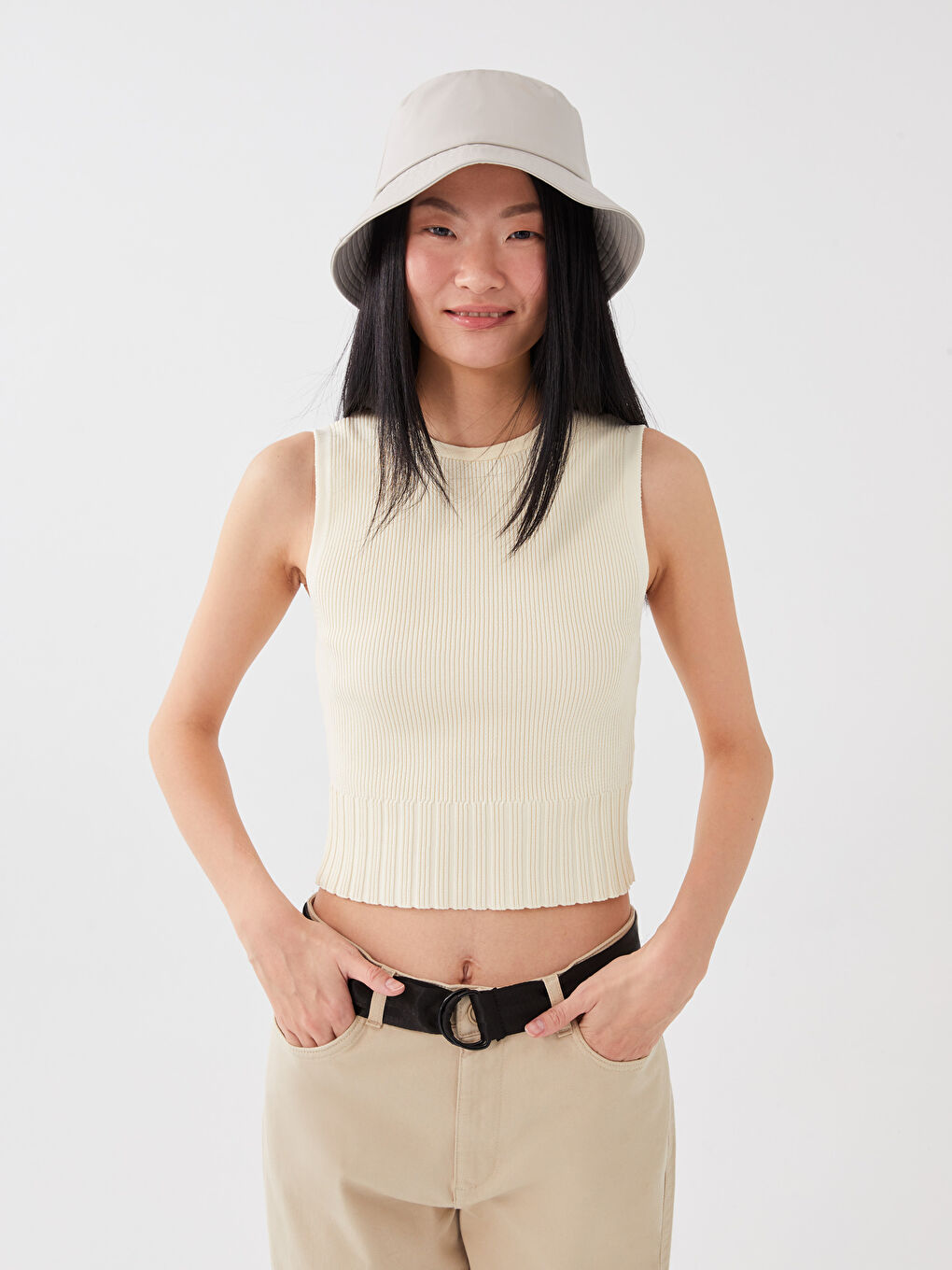 Women's Crew Neck Plain Crop -S3FO84Z8-SZQ
