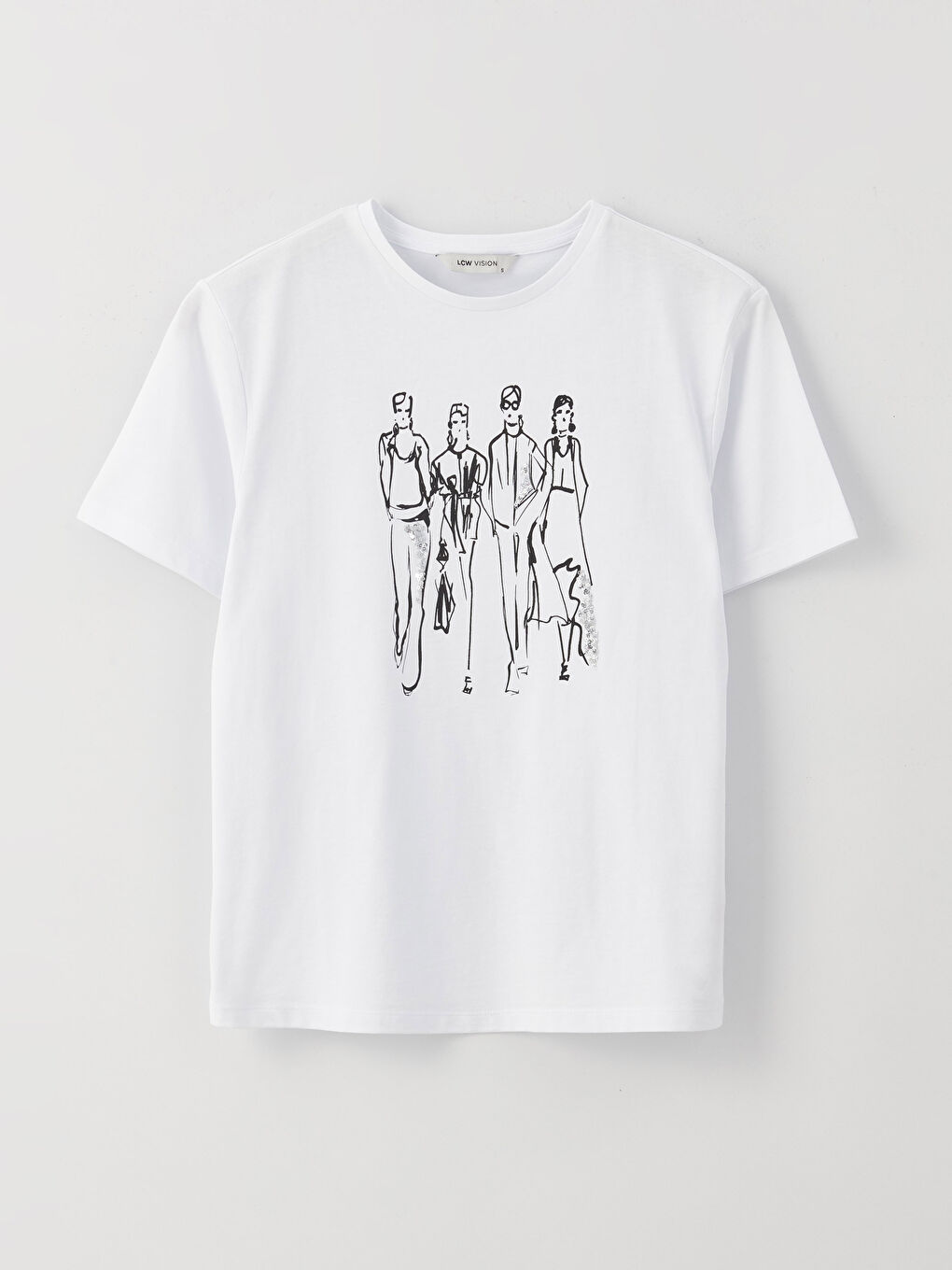 Crew Neck Printed Short Sleeve Women's T-Shirt-5