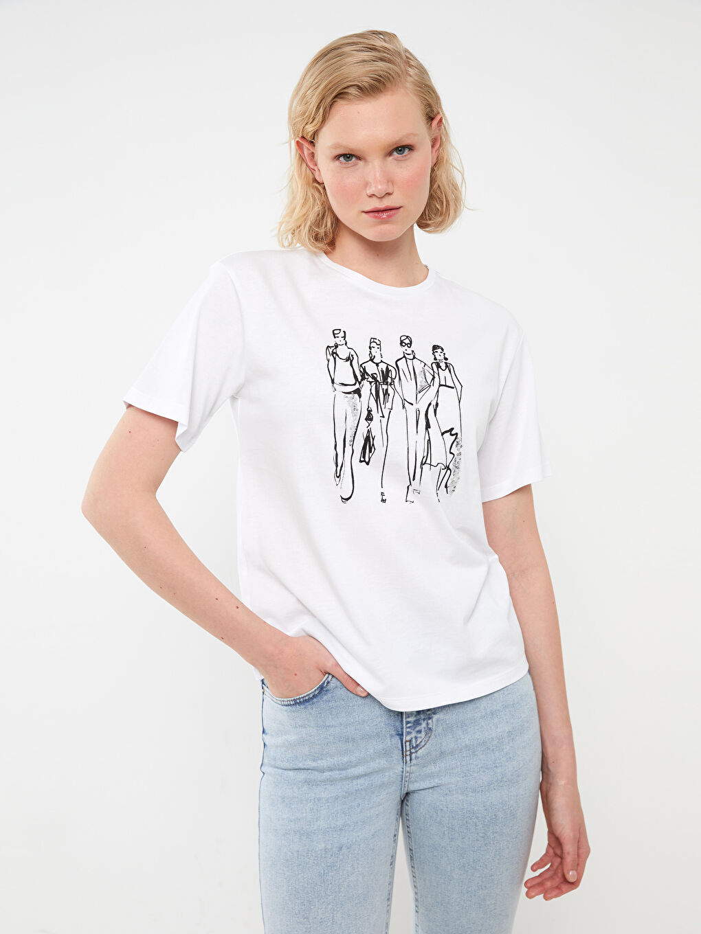 Crew Neck Printed Short Sleeve Women's T-Shirt