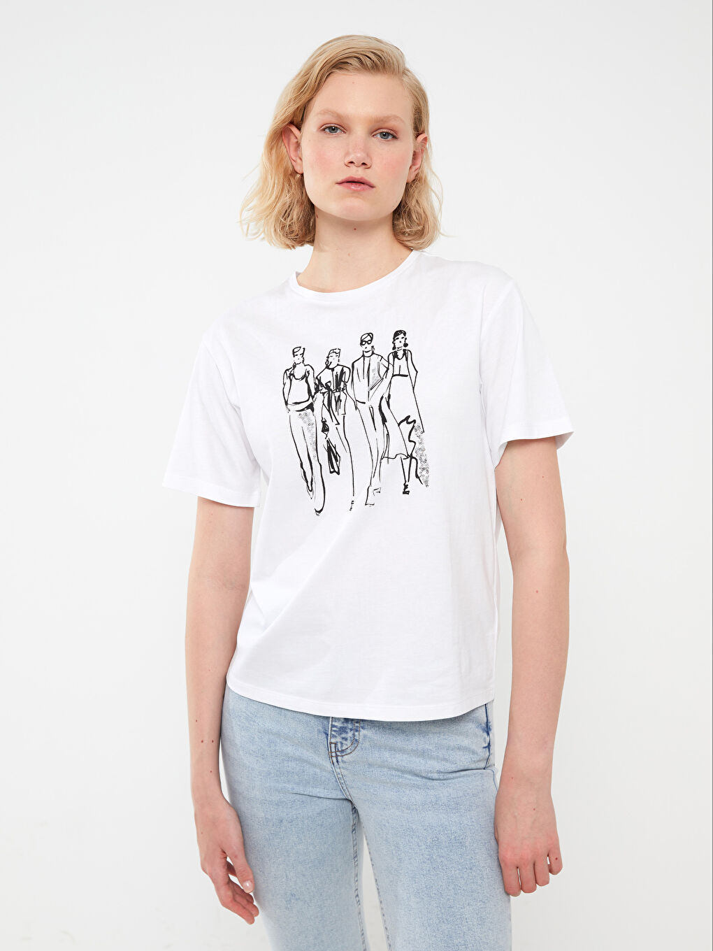 Crew Neck Printed Short Sleeve Women's T-Shirt-1