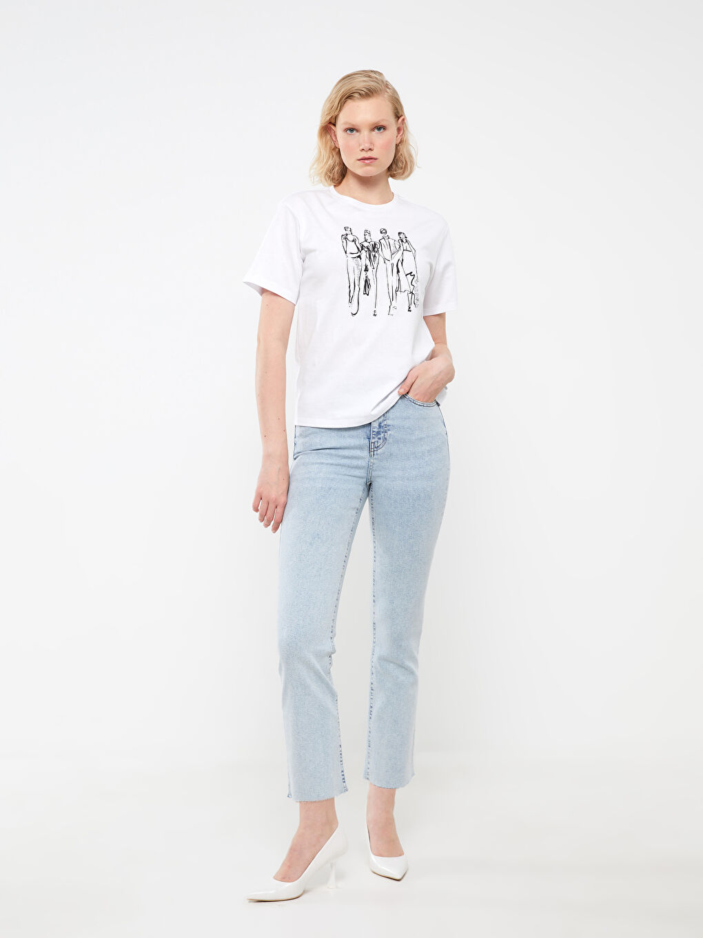 Crew Neck Printed Short Sleeve Women's T-Shirt-2