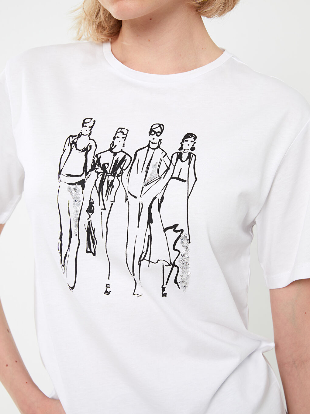 Crew Neck Printed Short Sleeve Women's T-Shirt-3