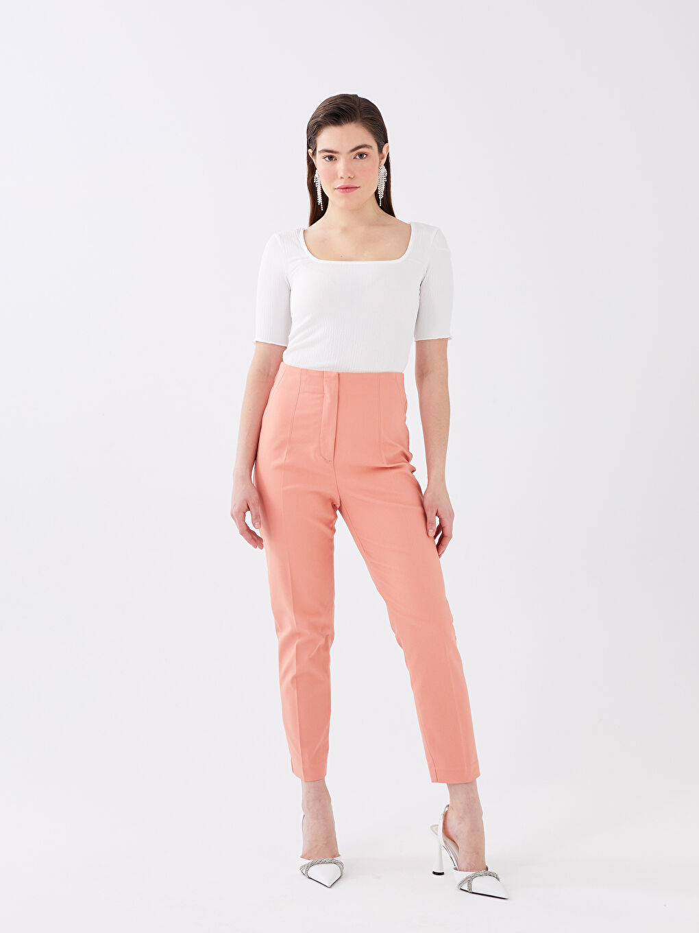 Ekru U Yaka Düz Kısa Kollu Kadın Body-2