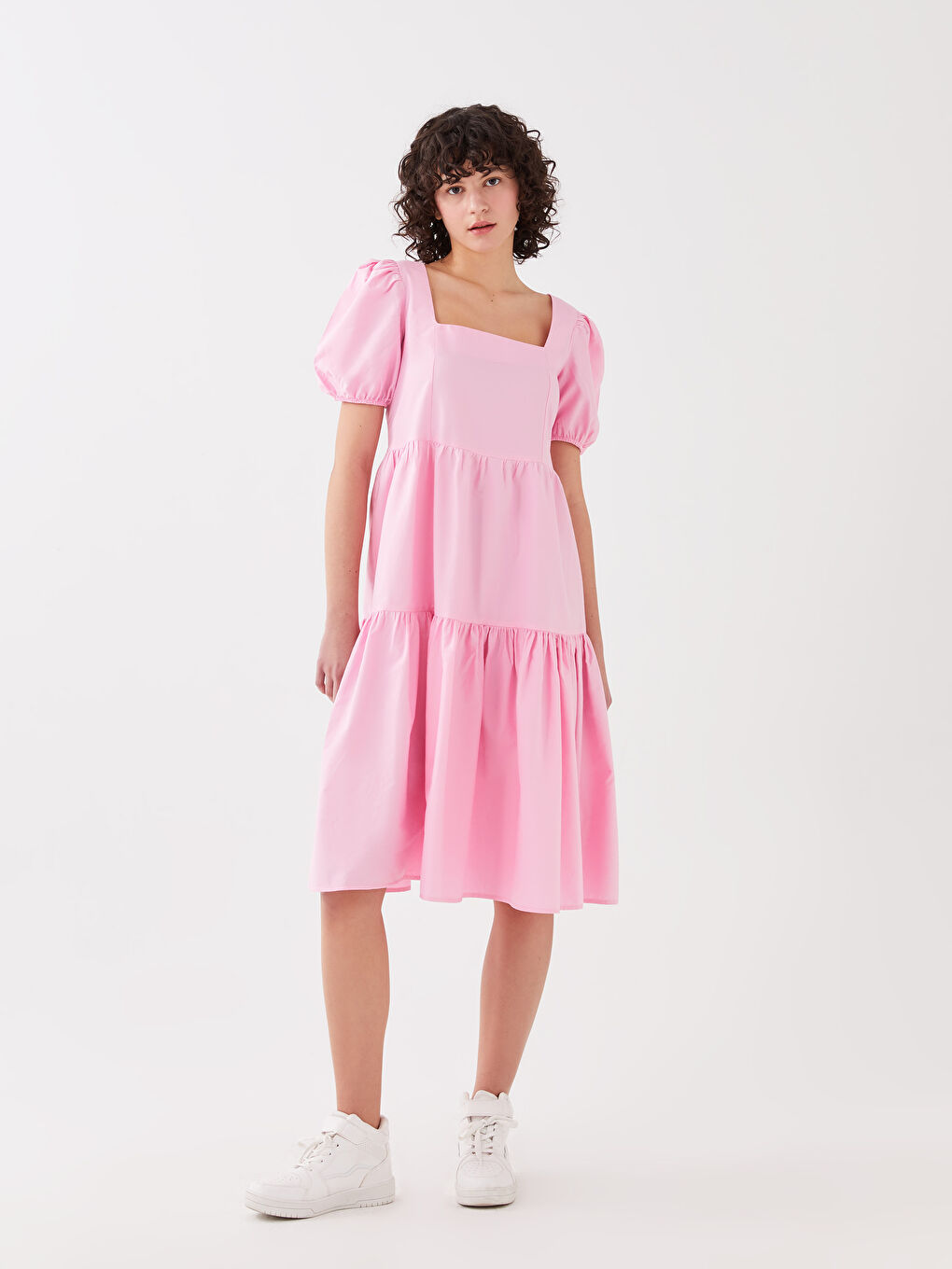 Square Neck Regular Balloon Sleeve Women's Dress -S3FP24Z8-QY8