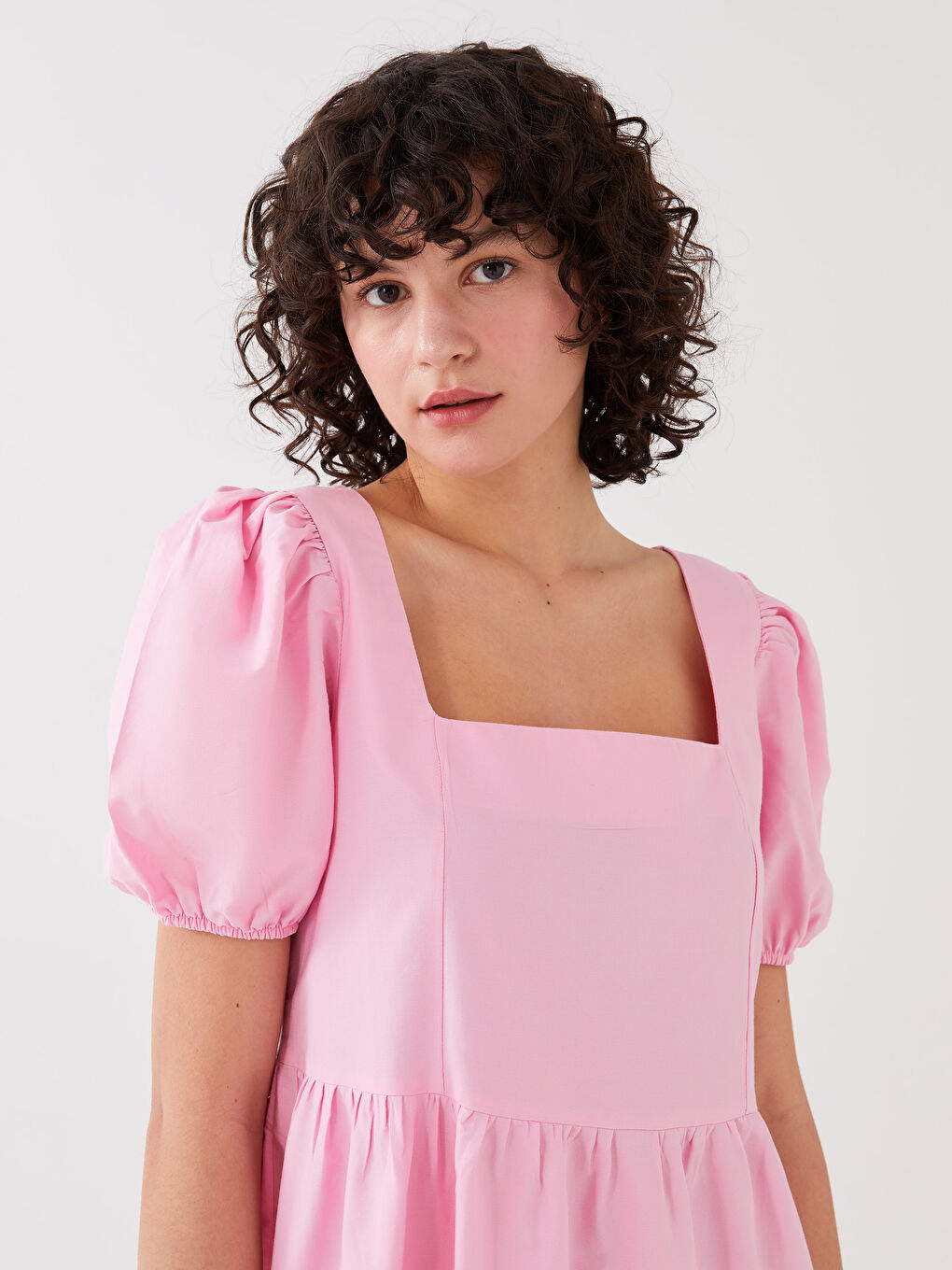 Square Neck Regular Balloon Sleeve Women's Dress -S3FP24Z8-QY8