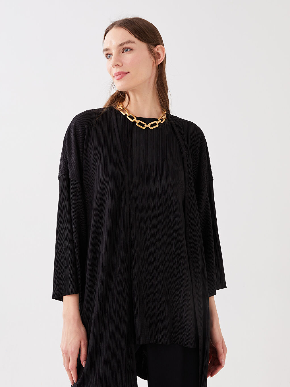 LCWAIKIKI Classic Shawl Collar Plain Long Sleeve Women's Cardigan -S3FP37Z8-CVL