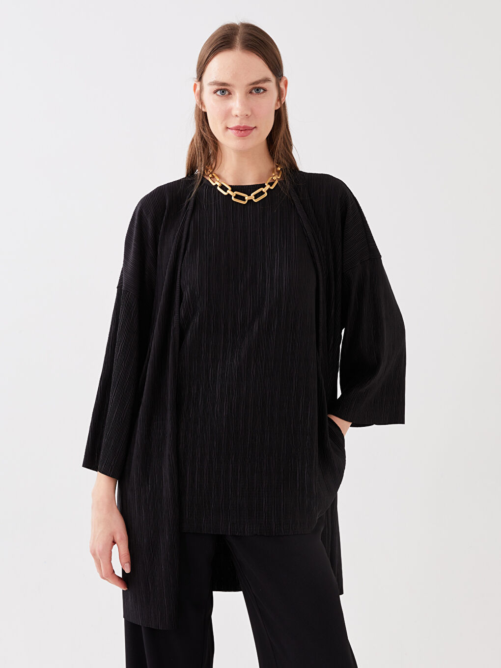 LCWAIKIKI Classic Shawl Collar Plain Long Sleeve Women's Cardigan -S3FP37Z8-CVL