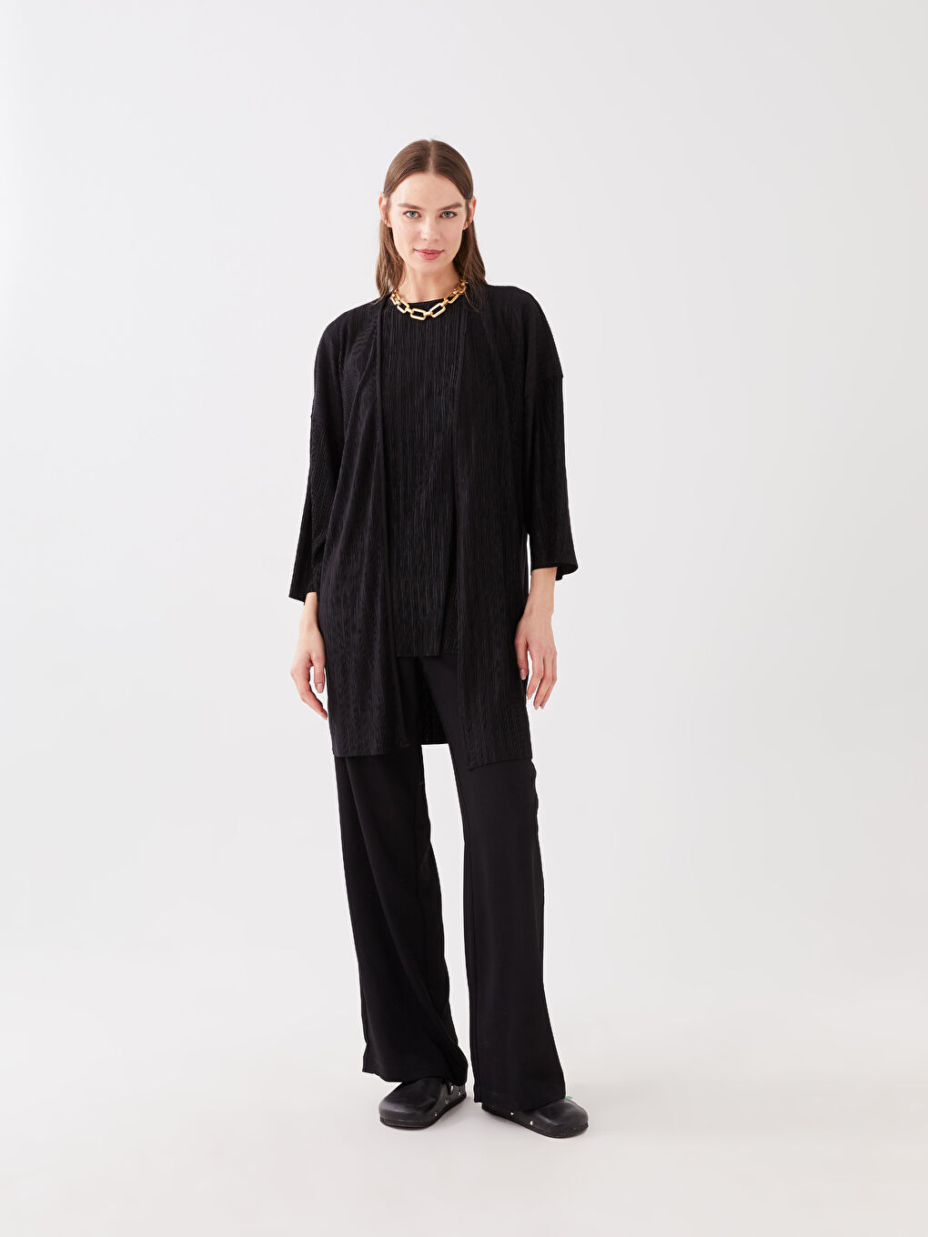 LCWAIKIKI Classic Shawl Collar Plain Long Sleeve Women's Cardigan -S3FP37Z8-CVL