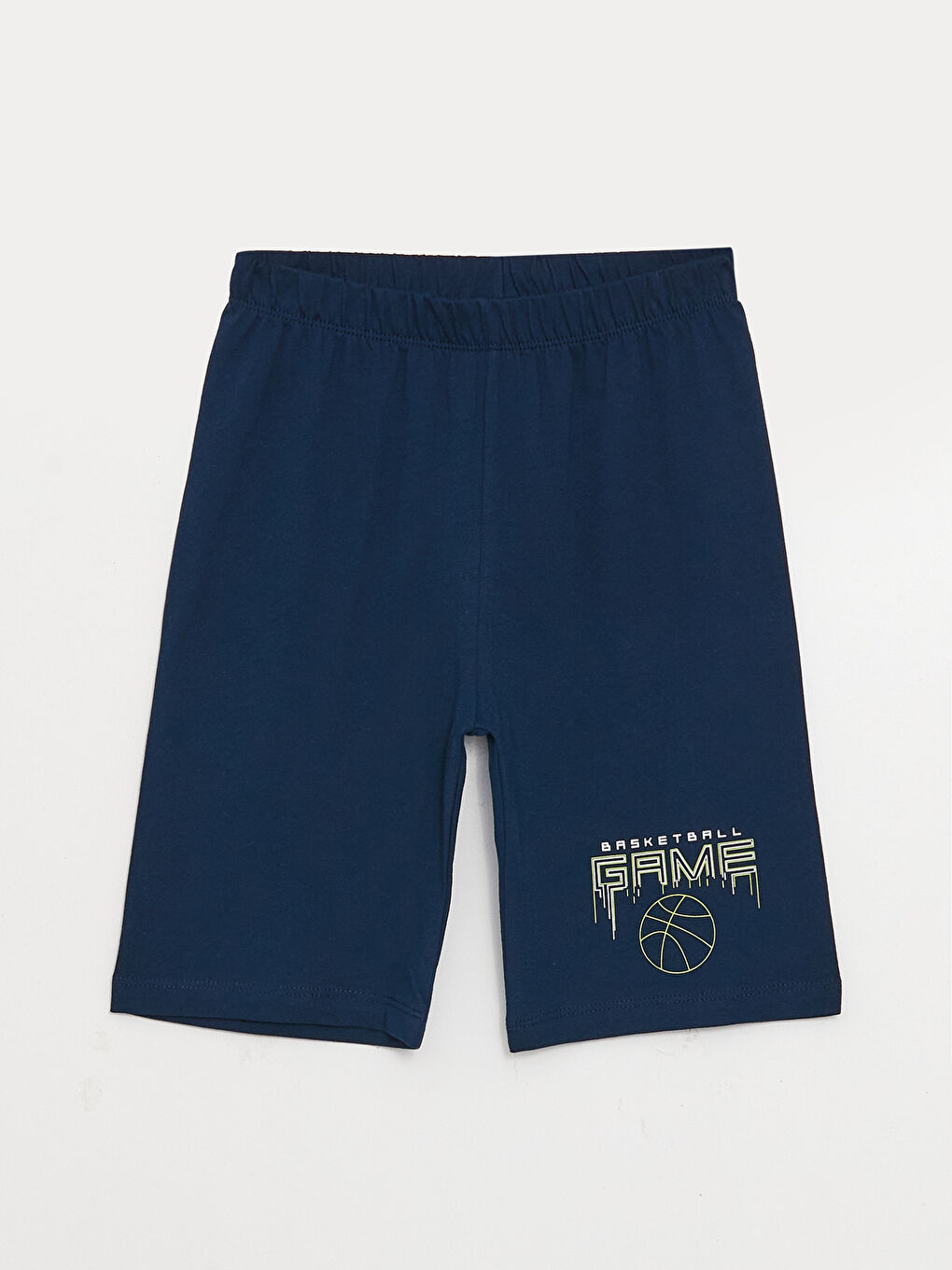 Lacivert Beli Lastikli Baskılı Erkek Çocuk Pijama Şort 2'li-2