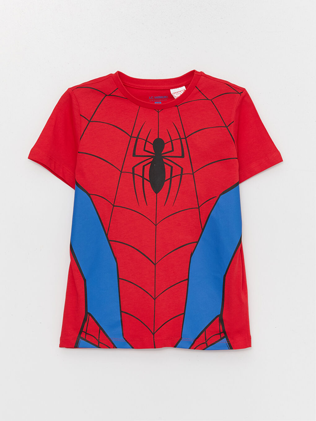 طقم بيجامة قصيرة كم قصير مطبوع سبايدرمان ياقة دائرية للأولاد-1