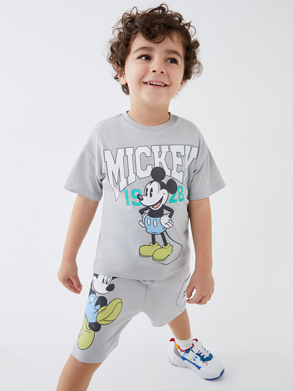 Elastic Waist Mickey Mouse Printed Baby Boys' Shorts-1