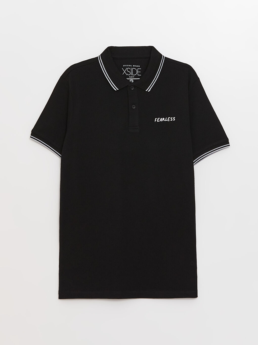 Siyah Polo Yaka Kısa Kollu Baskılı Penye Erkek Tişört-5