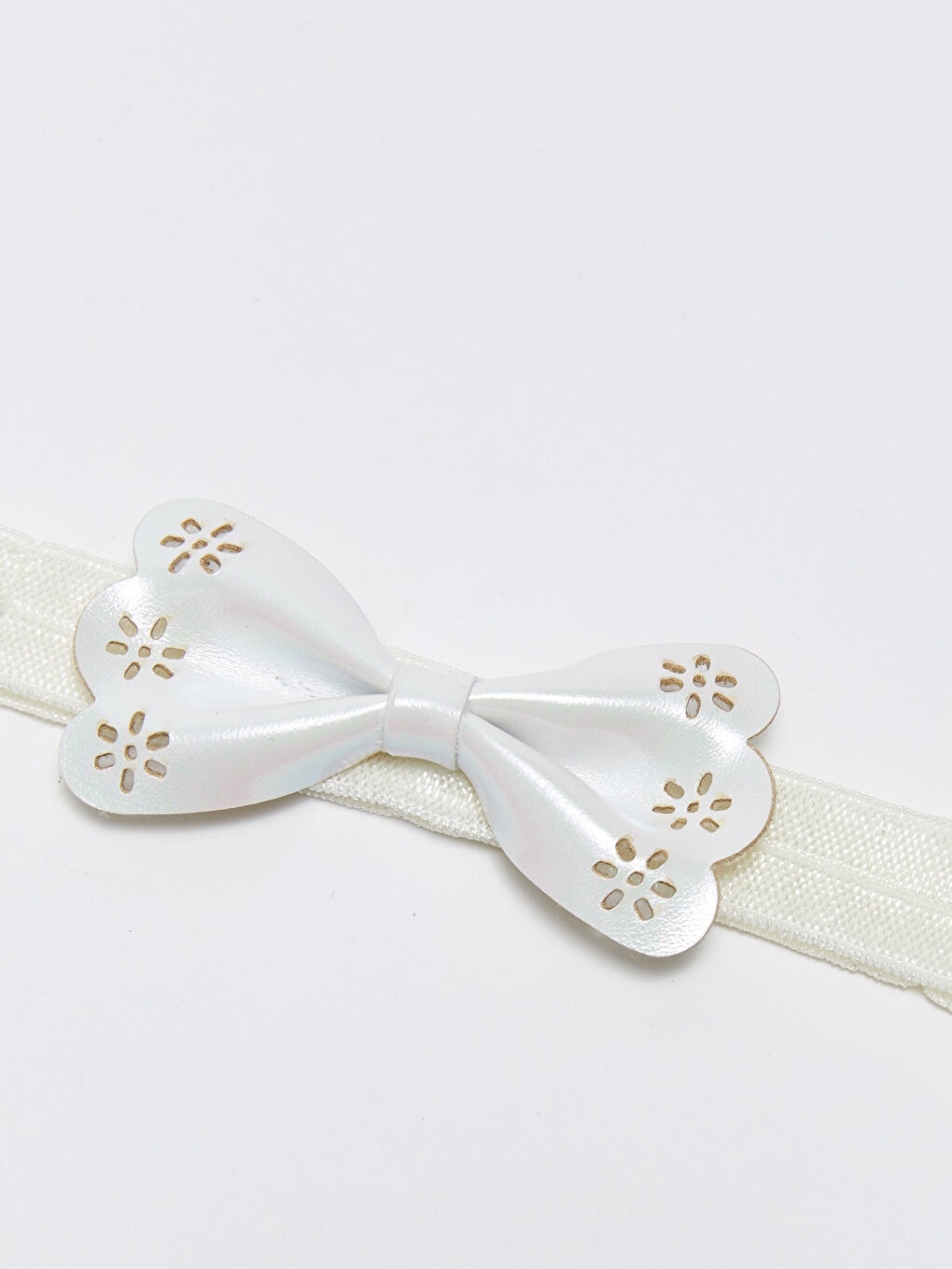 Beyaz Fiyonk Detaylı Kız Bebek Yürüme Öncesi Ayakkabı ve Saç Bandı-6