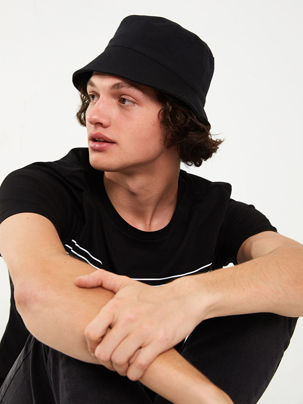 Siyah Erkek Bucket Şapka-1