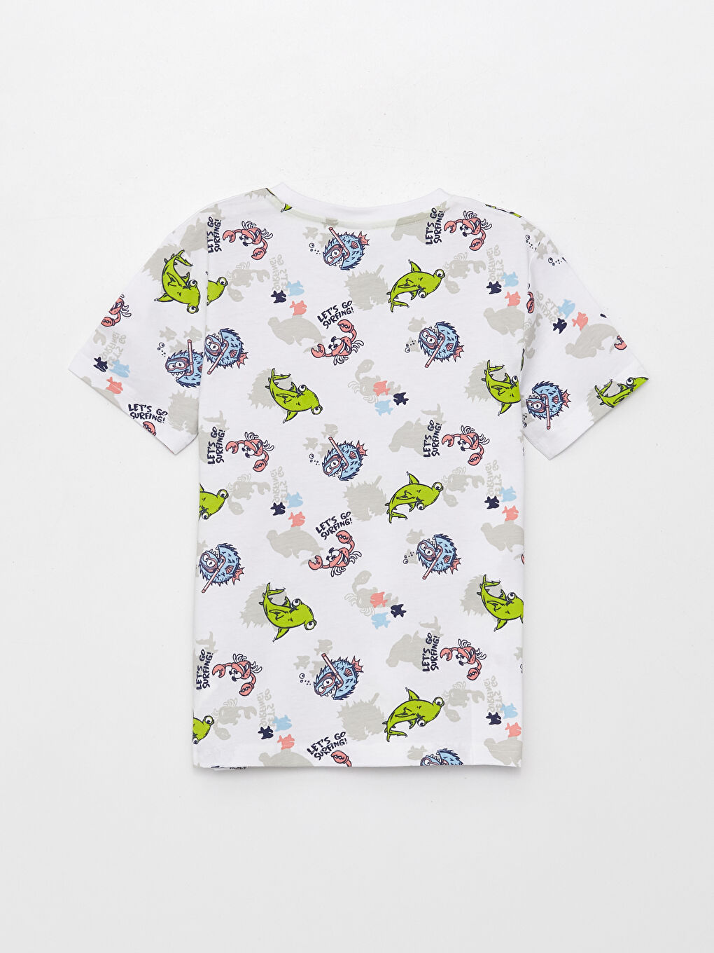 Yeşil Bisiklet Yaka Desenli Kısa Kollu Erkek Çocuk Tişört-1