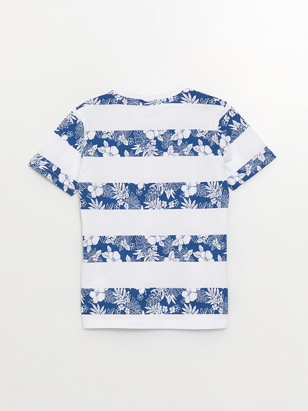 Lacivert Bisiklet Yaka Desenli Kısa Kollu Erkek Çocuk Tişört-4