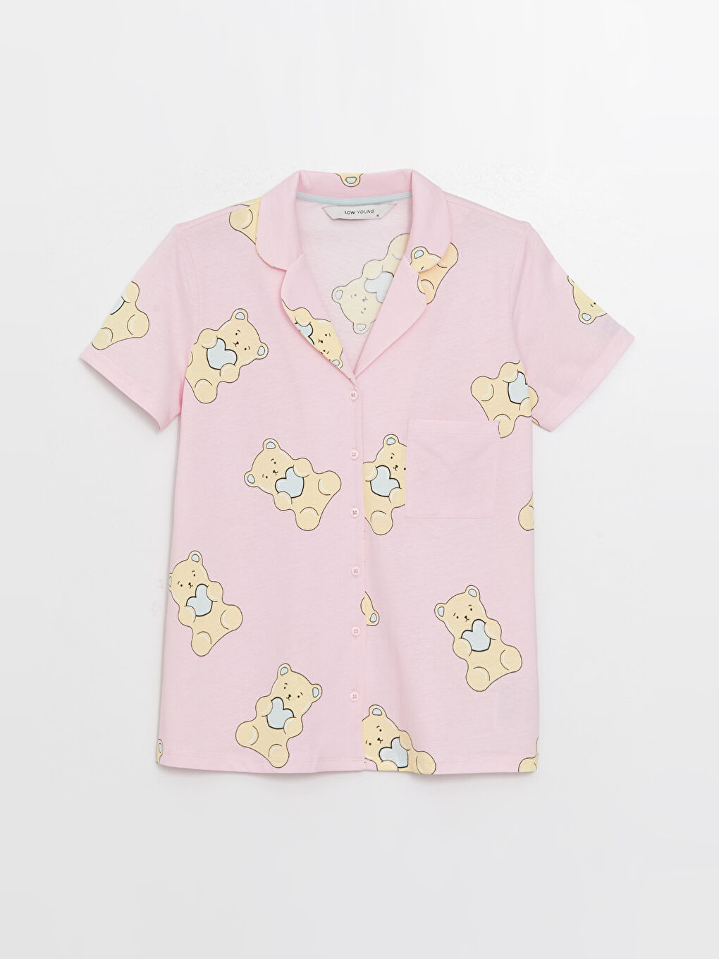 Shirt Collar Patterned Short Sleeve Women's Shorts Pajamas Set -S3FQ41Z8-LT4