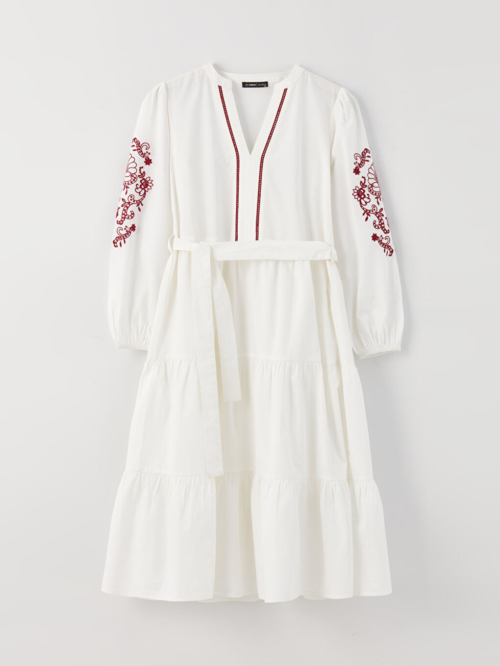 LCWAIKIKI Classic Embroidered Long Sleeve Poplin Women's Dress -S3FQ48Z8-KE8