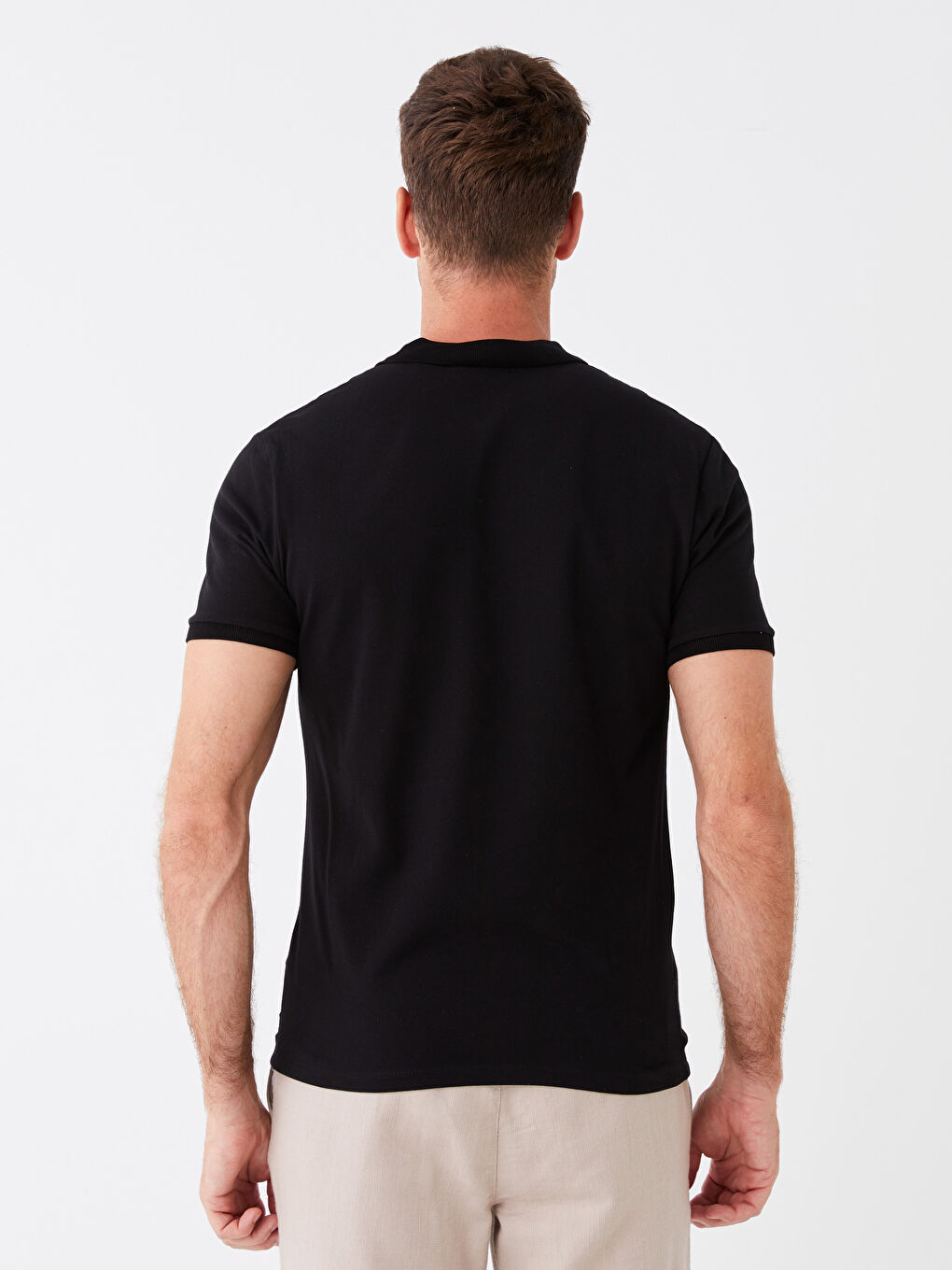 Polo Neck Short Sleeve Men's T-Shirt-4