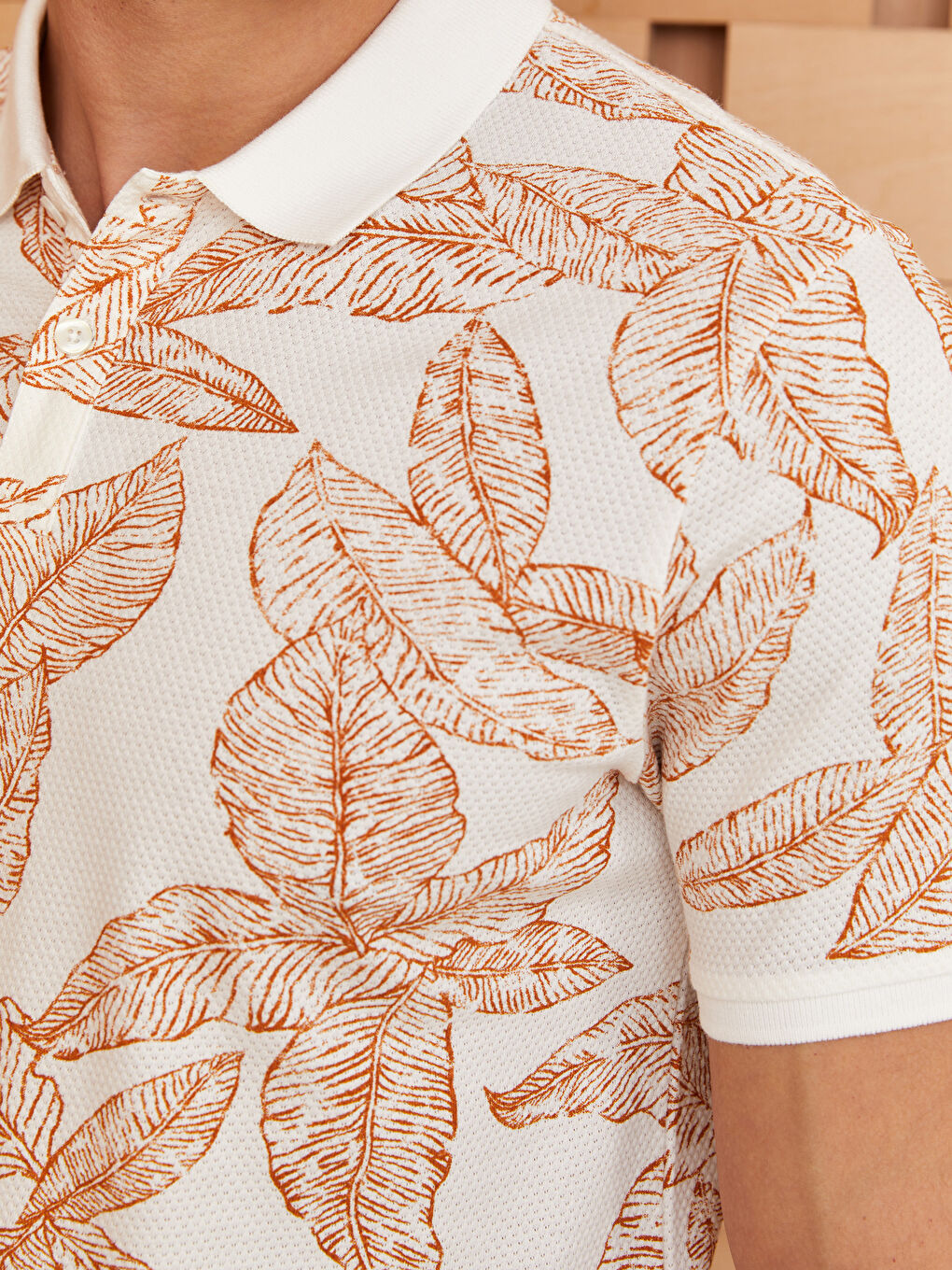 Polo Neck Short Sleeve Patterned Men's T-Shirt-3