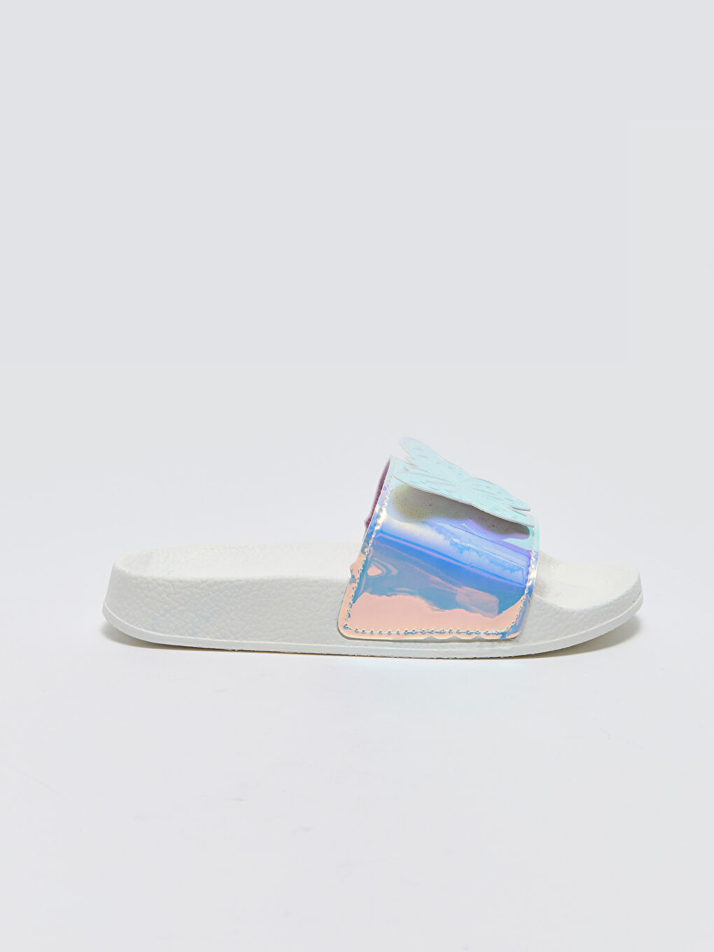 Beyaz Patch Detaylı Tek Bantlı Kız Çocuk Terlik-1