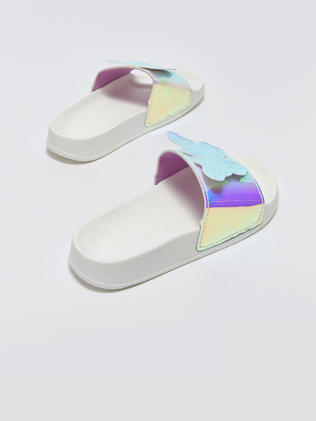 Beyaz Patch Detaylı Tek Bantlı Kız Çocuk Terlik-4