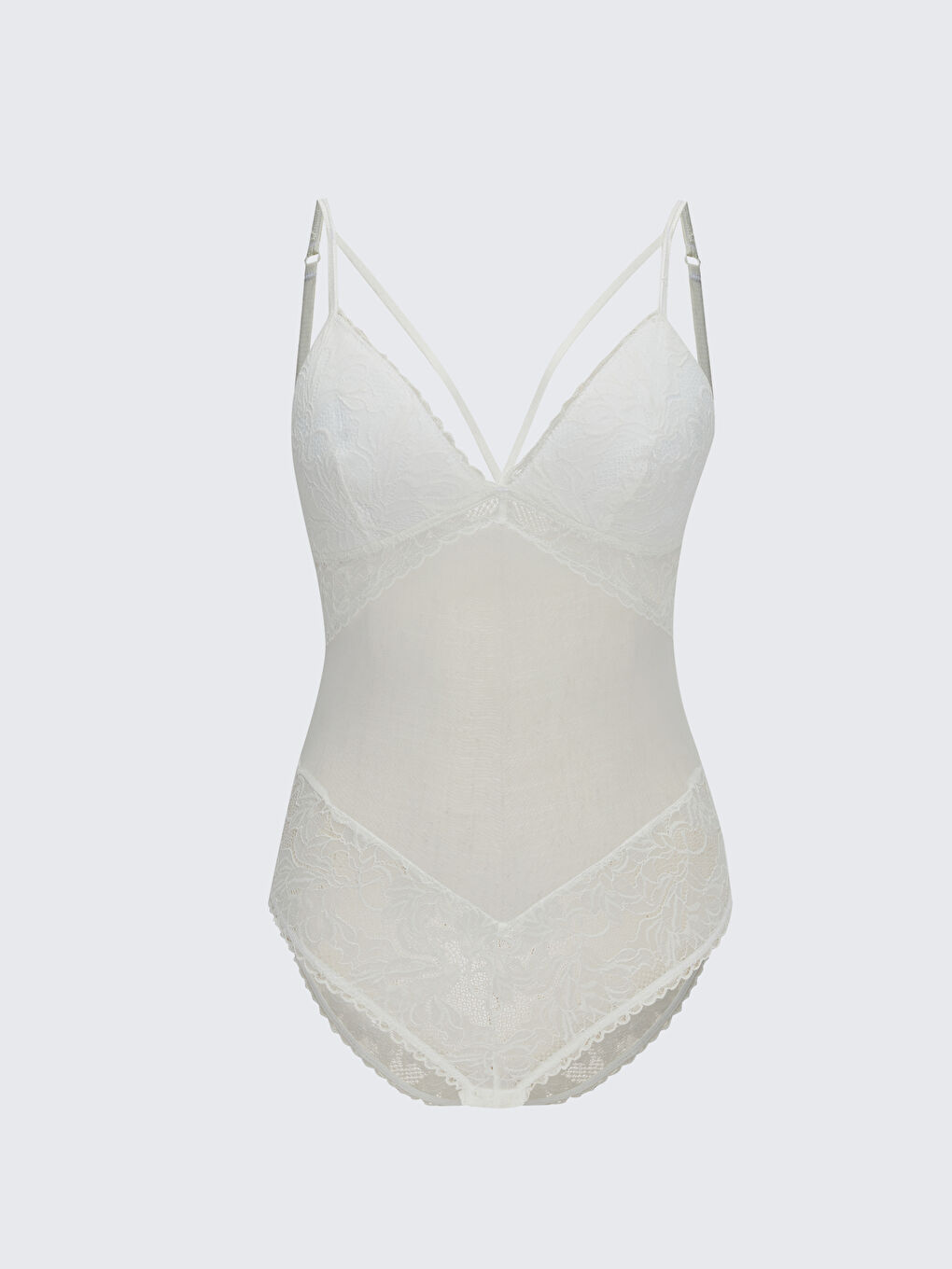 LCW DREAM Ekru V Yaka Dantelli Bodysuit