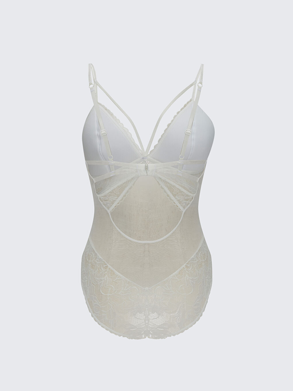 LCW DREAM Ekru V Yaka Dantelli Bodysuit - 1