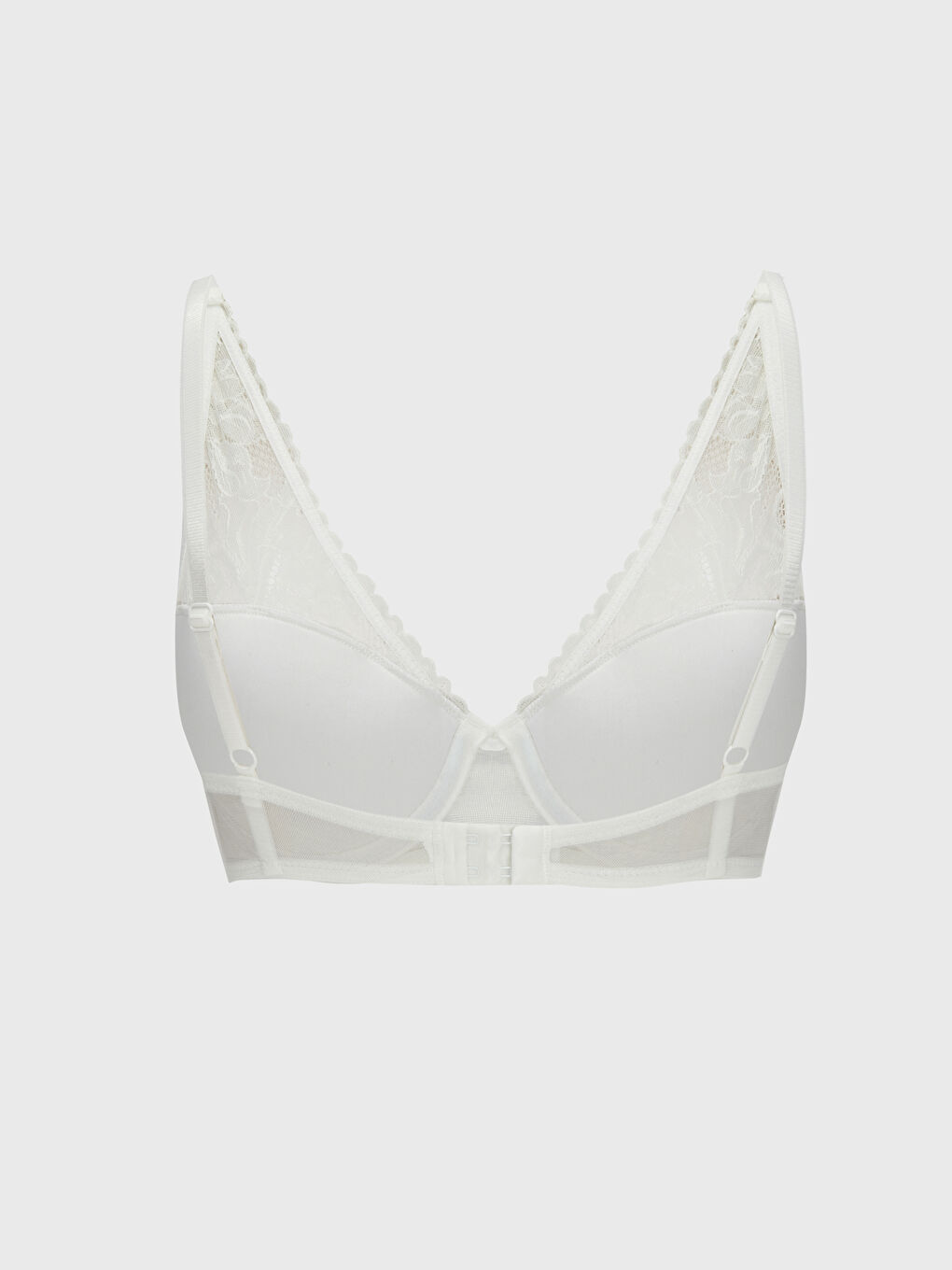 Ekru Balenli Dolgusuz Dantelli Fantezi Tişört Sütyen-1