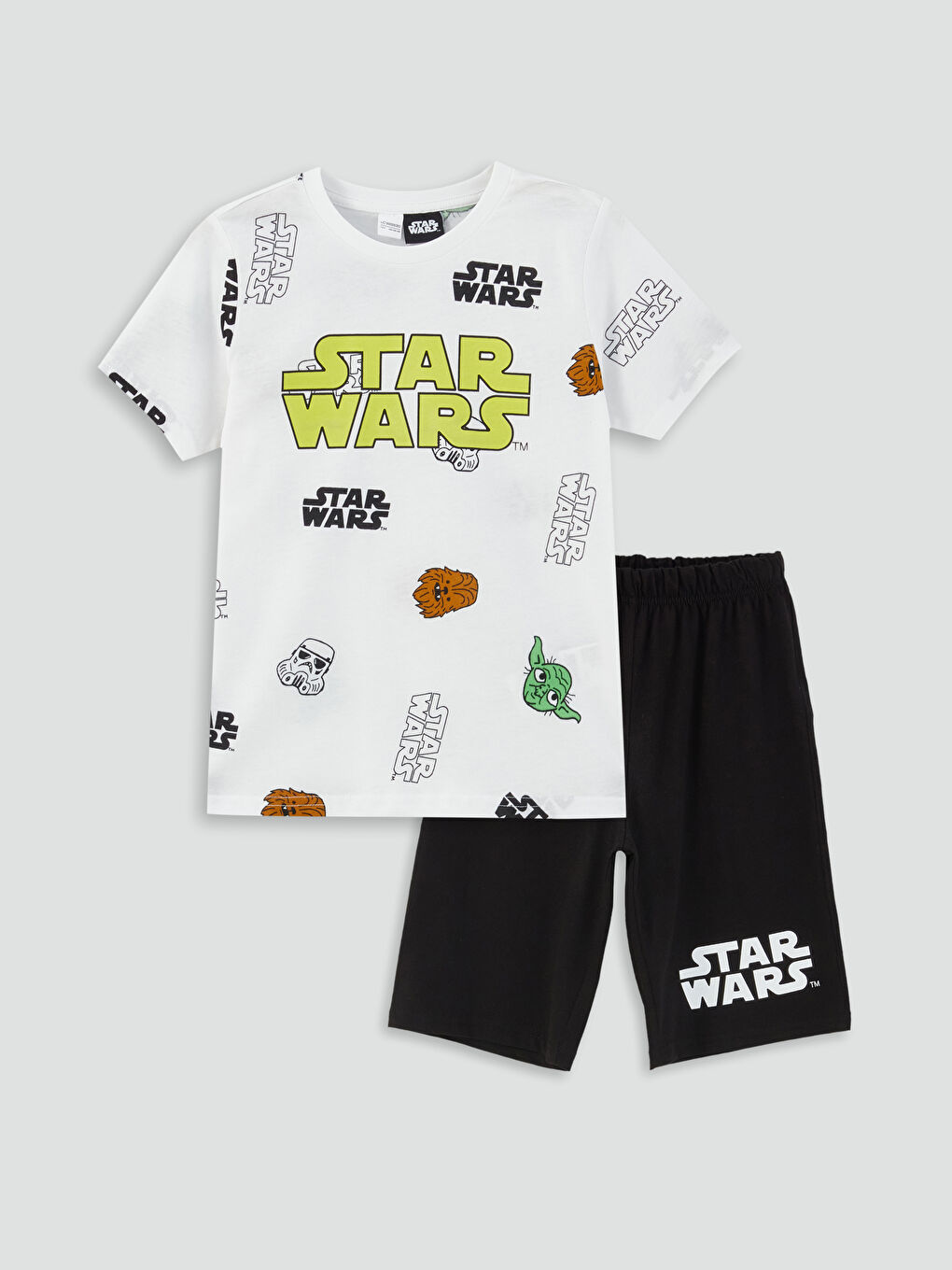 Crew Neck Star Wars Printed Short Sleeve Boys' Shorts Pyjama Set