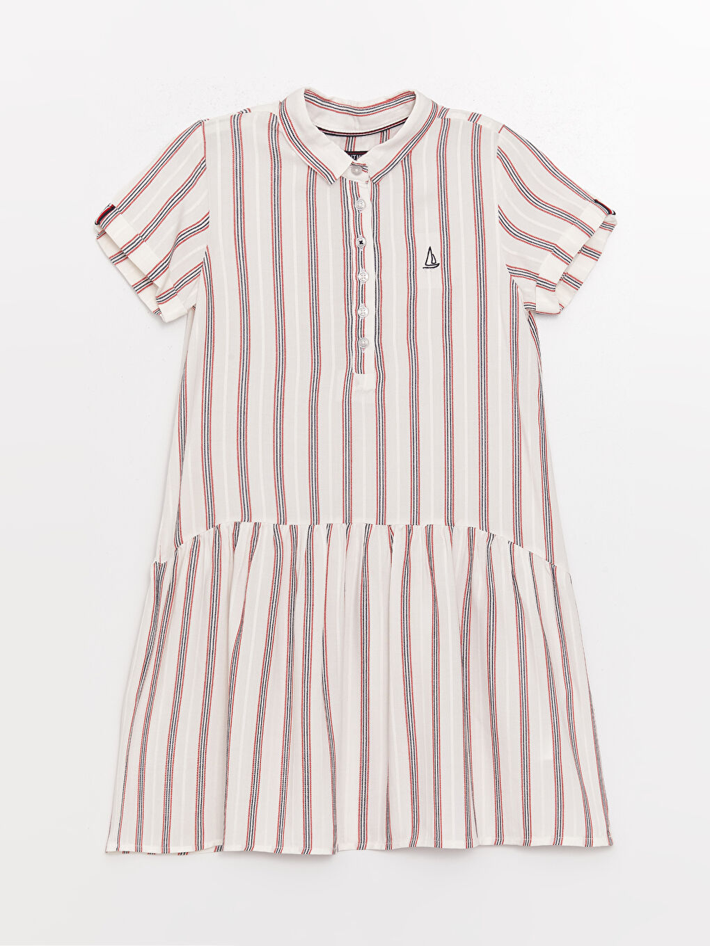 Shirt Collar Short Sleeve Girls Dress -S3FQ92Z4-P8J