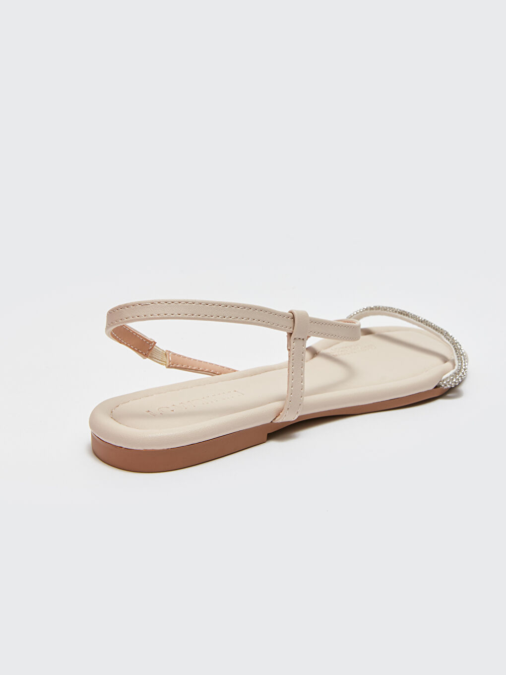 Bej Kadın Deri Görünümlü Sandalet-4