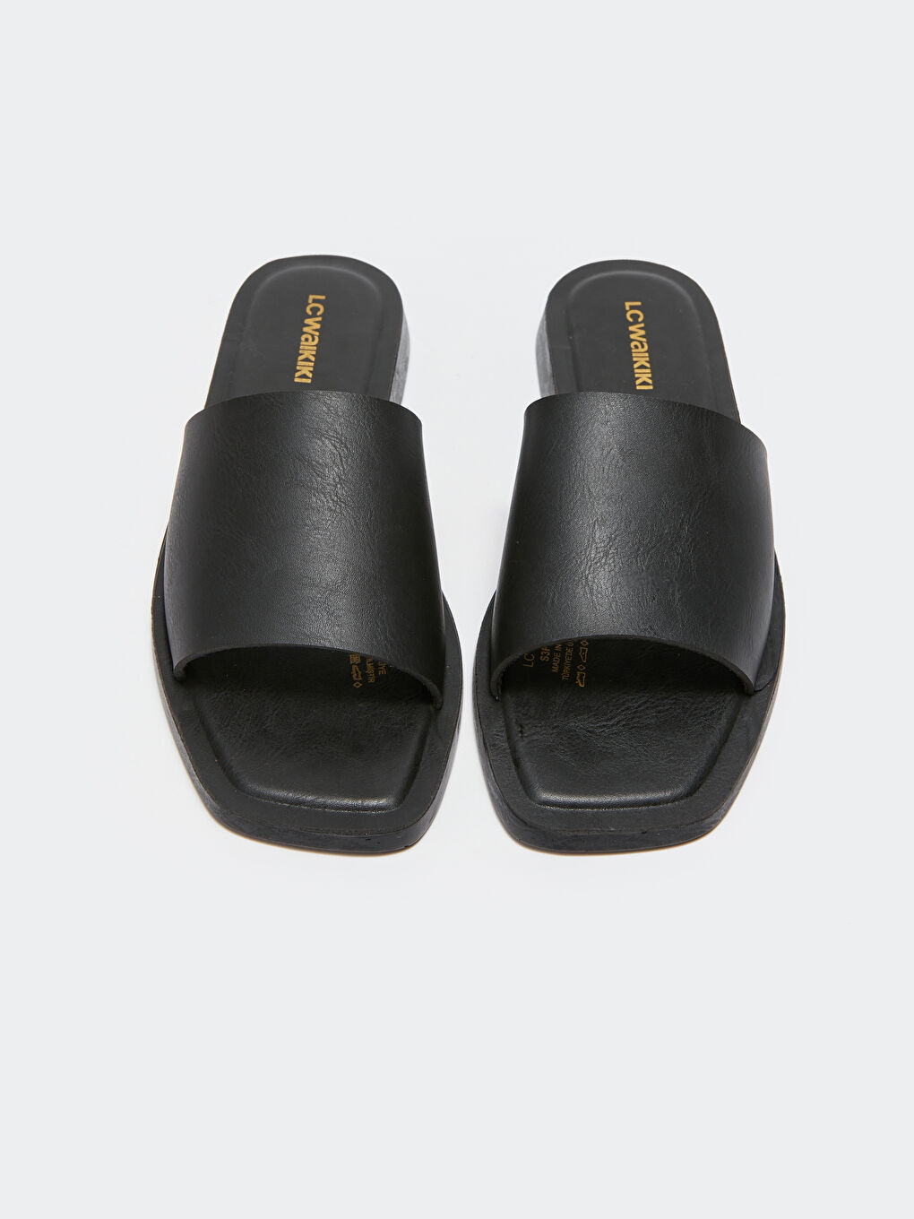 Siyah Deri Görünümlü Kadın Terlik-2