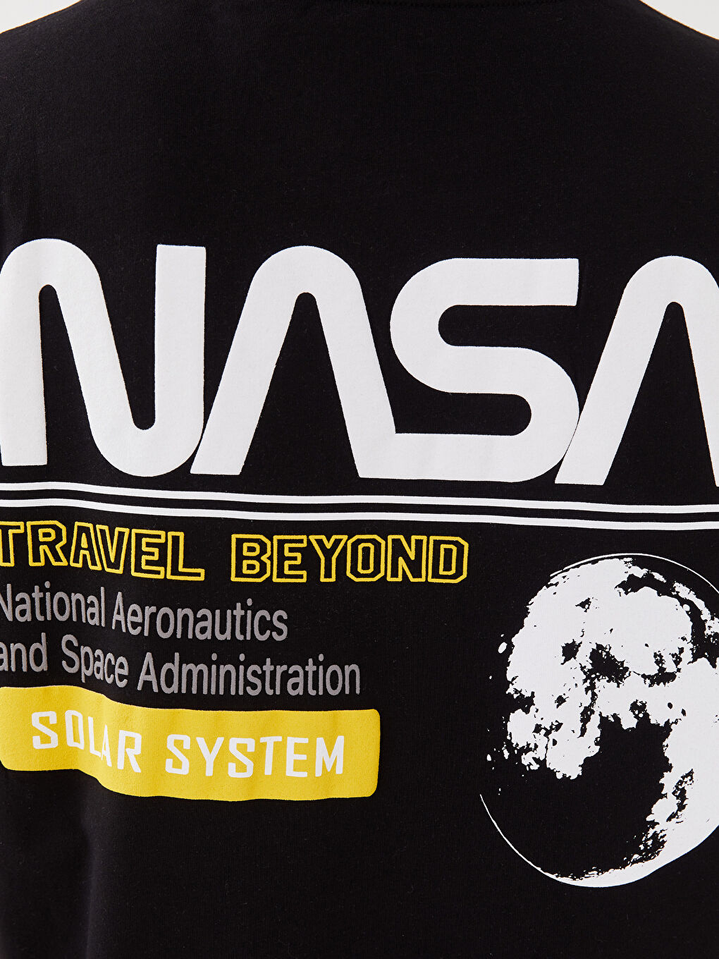 Siyah Bisiklet Yaka Kısa Kollu Baskılı Penye Erkek Tişört-2