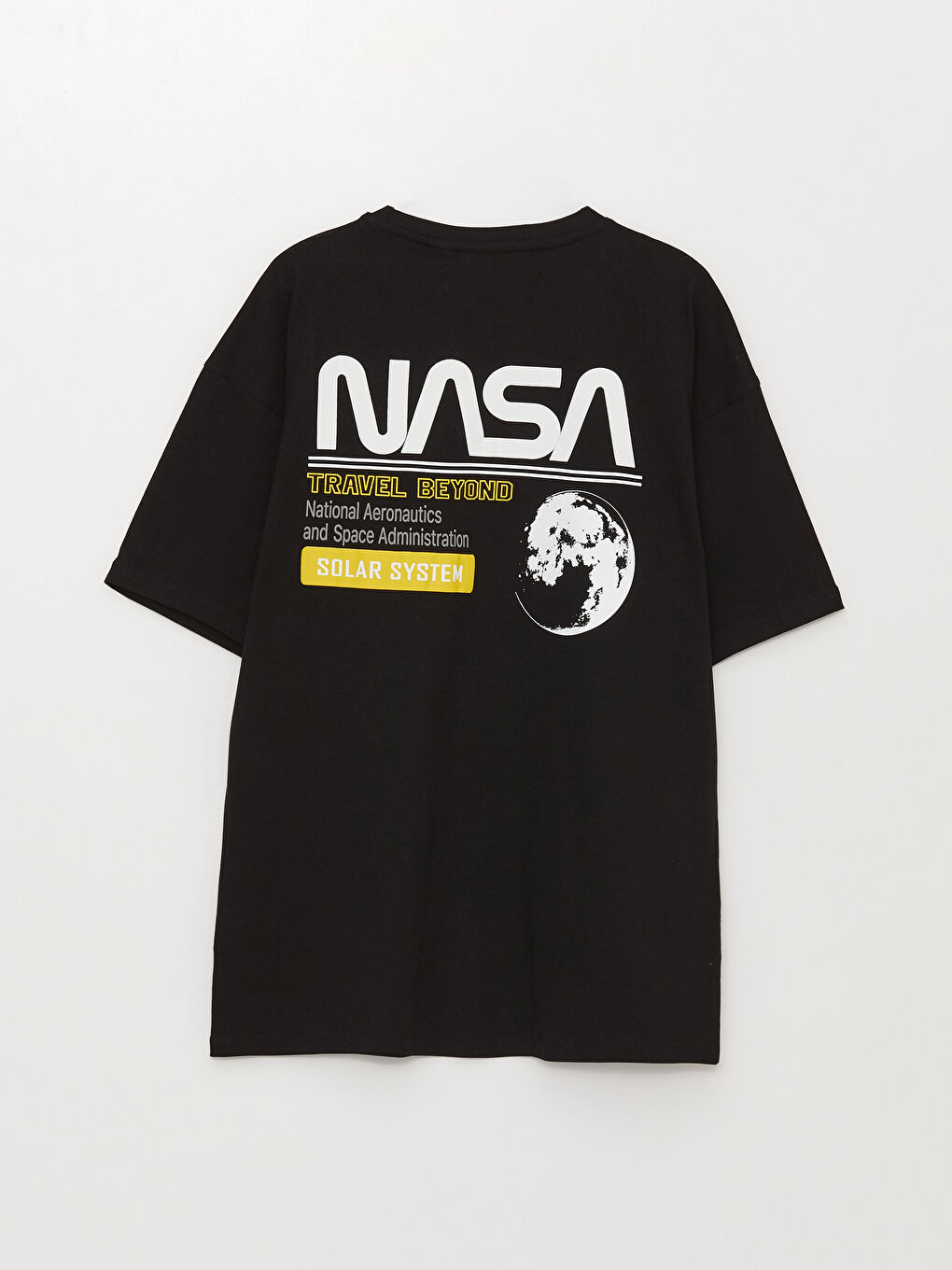 Siyah Bisiklet Yaka Kısa Kollu Baskılı Penye Erkek Tişört-5