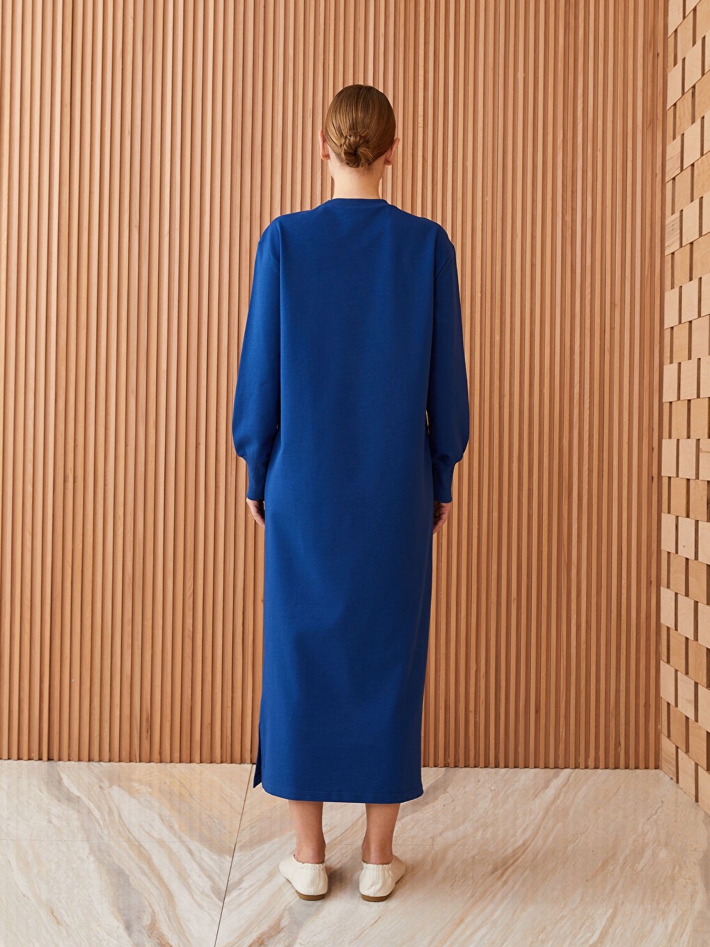Crew Neck Straight Long Sleeve Women's Sweat Dress -S3FR06Z8-HPQ