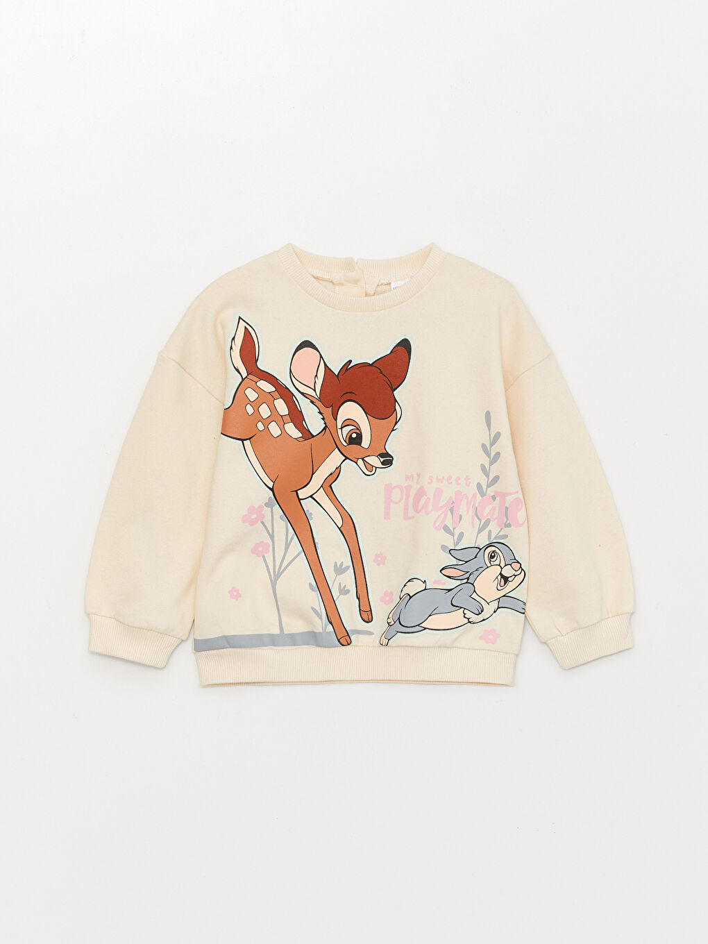 LCW baby Crew Neck Long Sleeve Bambi Printed Baby Girl  Sweatshirt -S3FR07Z1-FF7
