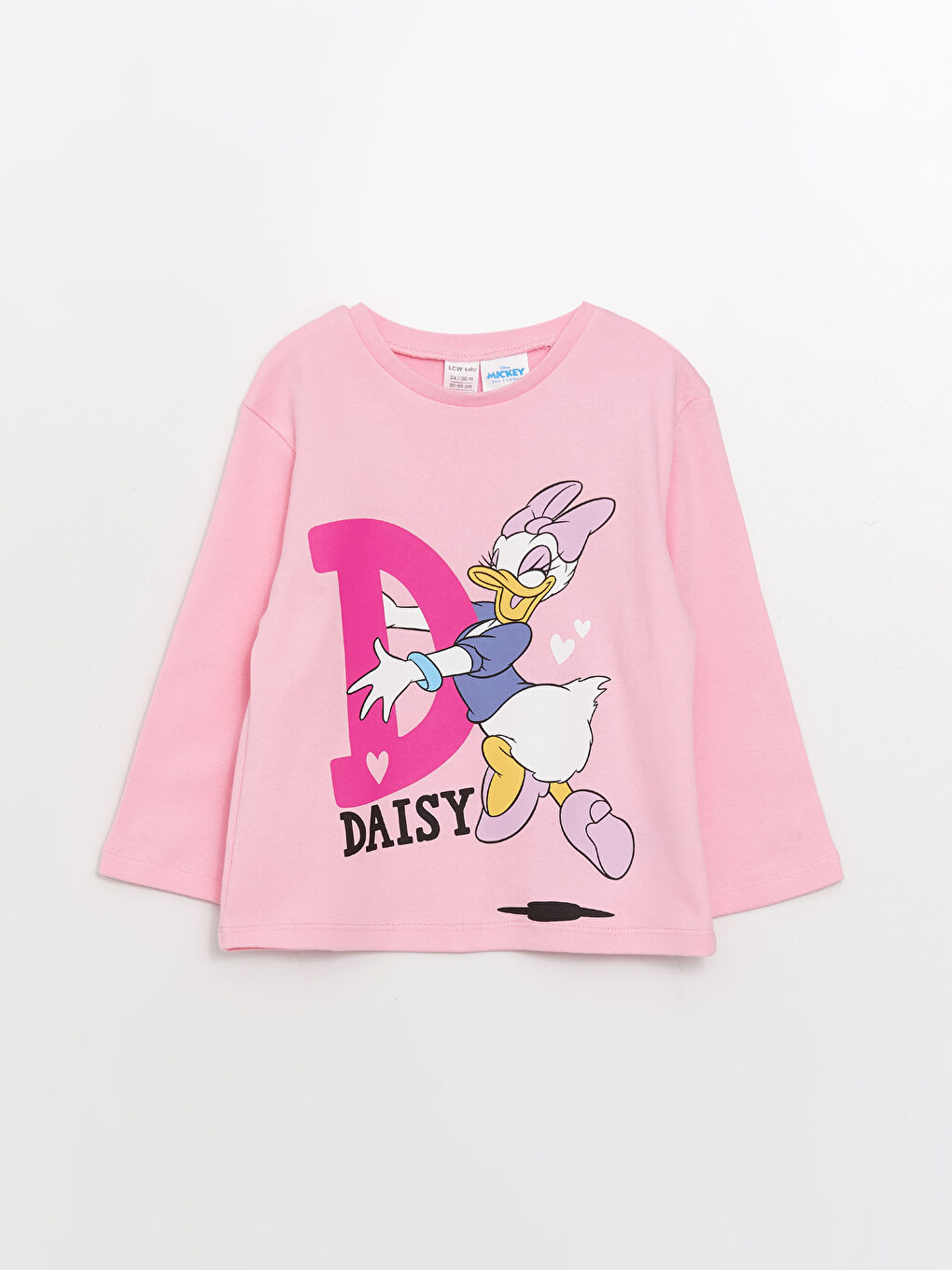 Crew Neck Long Sleeve Daisy Duck Printed Baby Girl T-Shirt