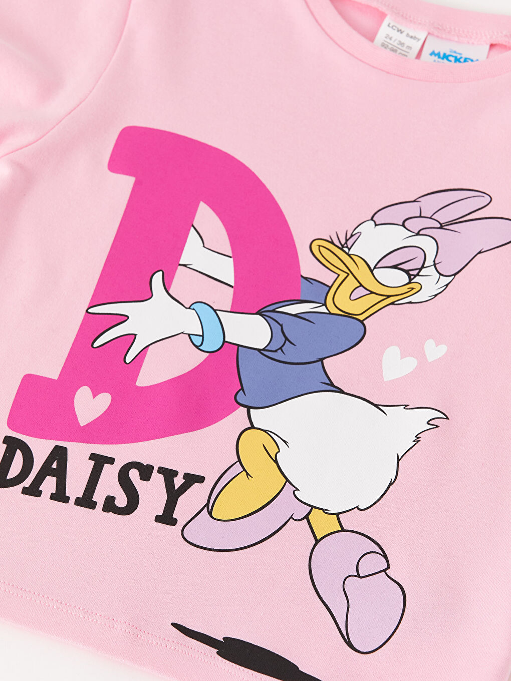 Crew Neck Long Sleeve Daisy Duck Printed Baby Girl T-Shirt-2