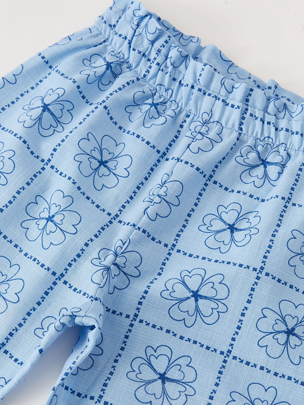 Baby Collar Short Sleeve Patterned Baby Girl Blouse and Trousers 2-Piece Set-4