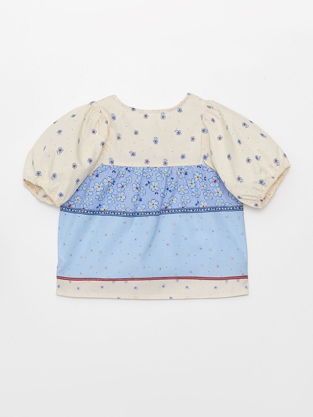 Square Collar Short Sleeve Patterned Baby Girl Shirt -S3FR31Z1-LRA