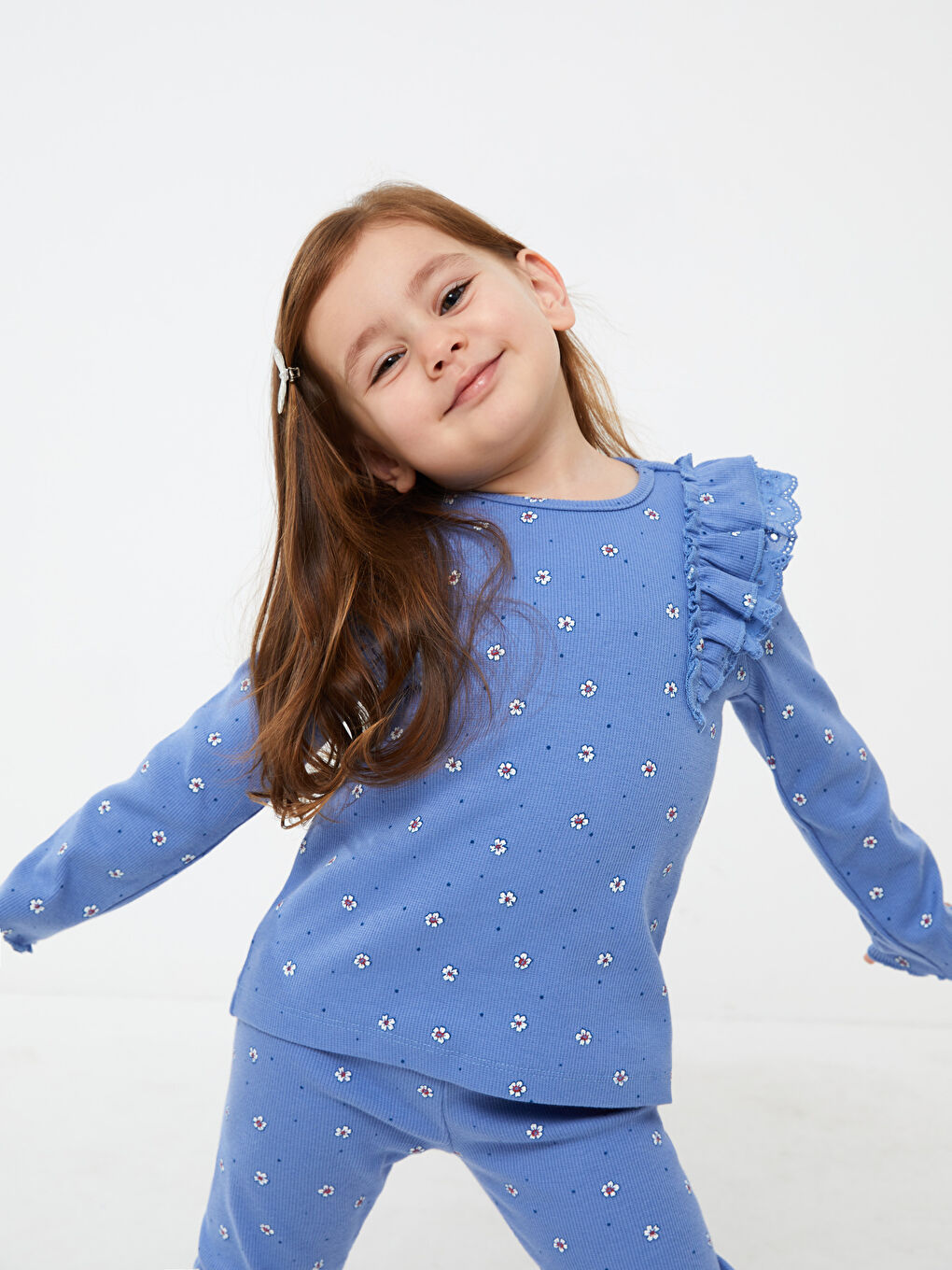 yooo　ガール LCW baby Bisiklet Yaka Uzun Kollu Baskılı Kız Bebek Tişört