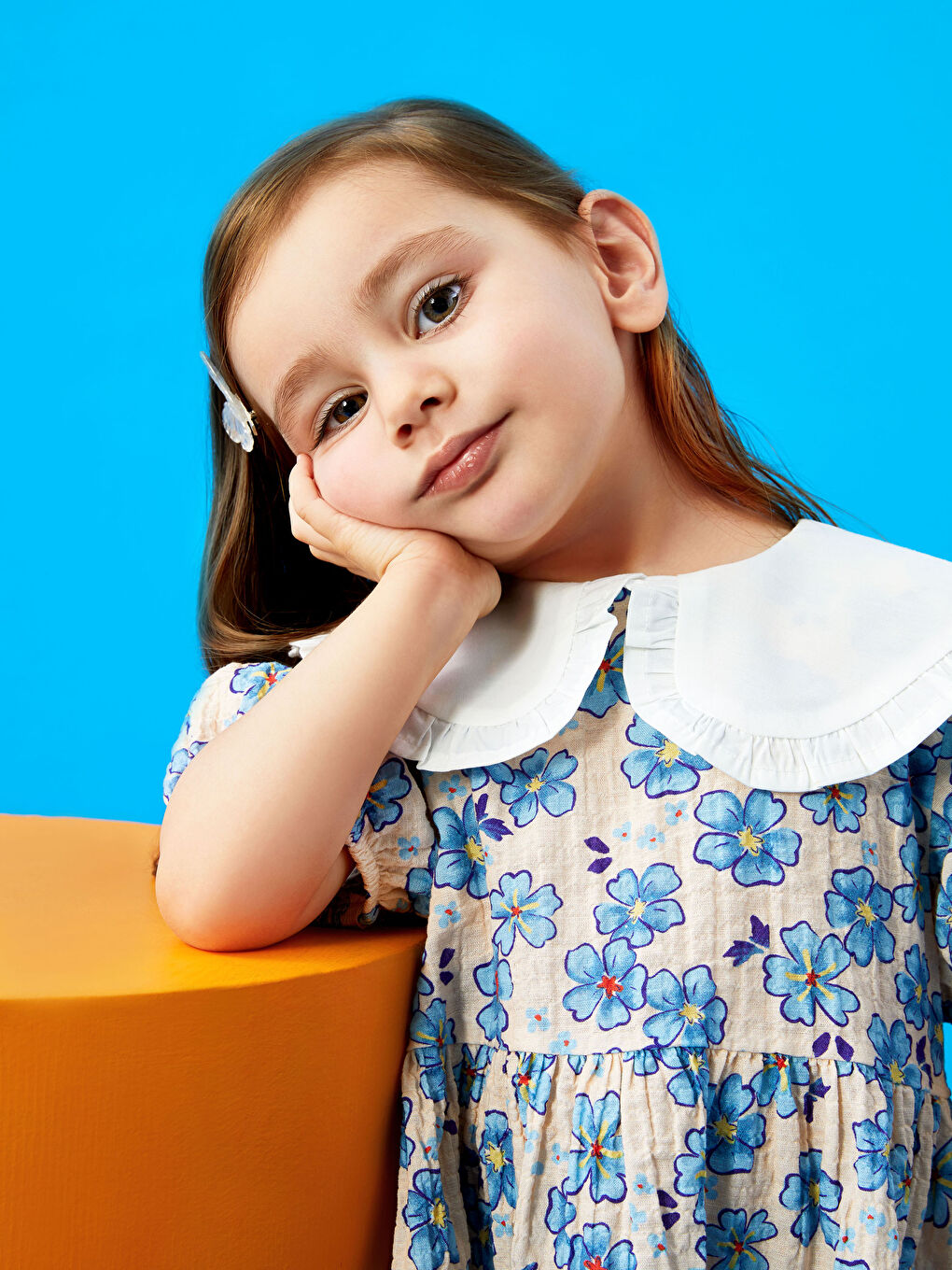 Bebe Collar Short Sleeve Patterned Baby Girl Dress -S3FR41Z1-LRA