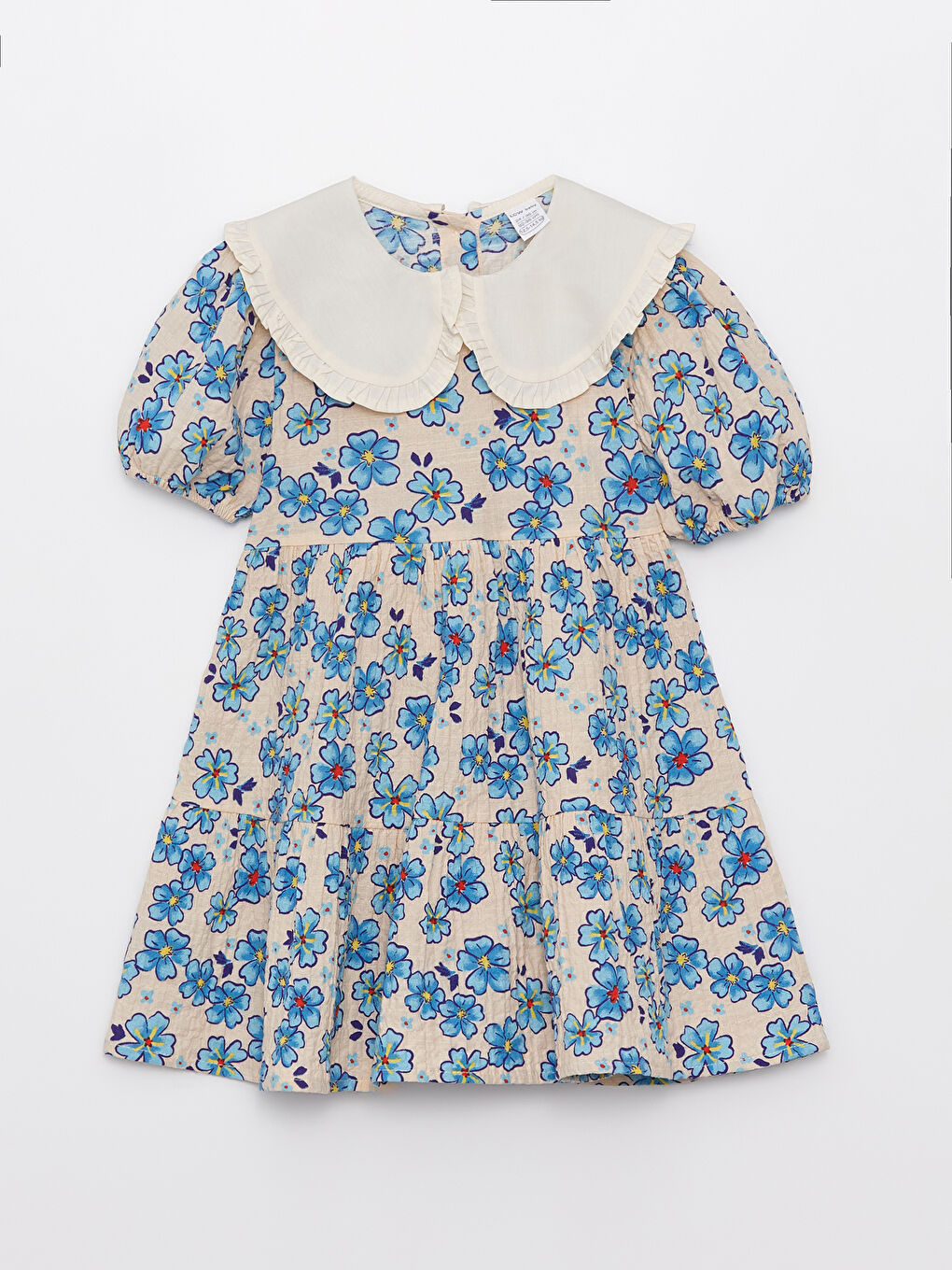 Bebe Collar Short Sleeve Patterned Baby Girl Dress -S3FR41Z1-LRA